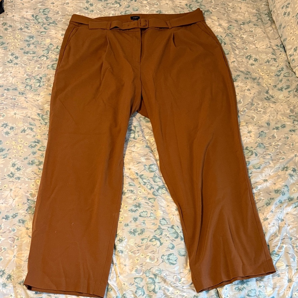 Tall J. Crew Factory Women’s High Waist Caramel Brown Pants with belt